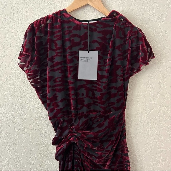 Zara Draped wine velvet mesh dress nwt women’s size XS - Picture 13 of 15